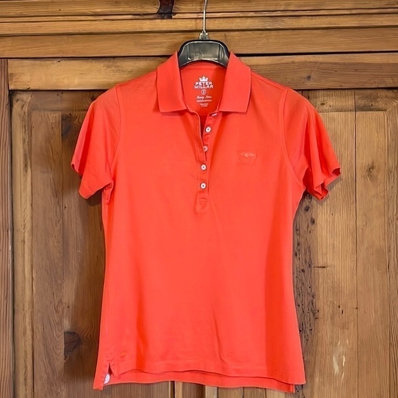 Peter Millar Luxury Cotton Orange Golf Polo Shirt Sz. S - Picture 9 of 12
